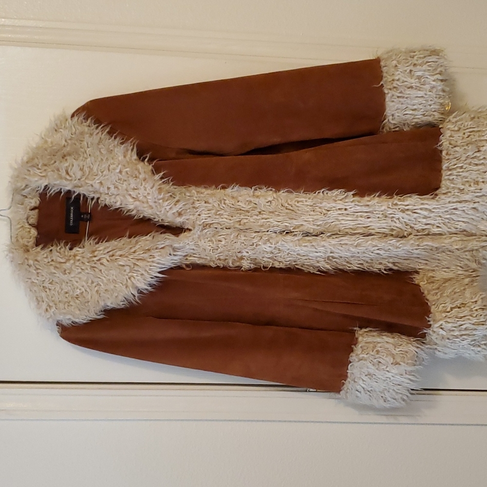 Suede faux fur jacket